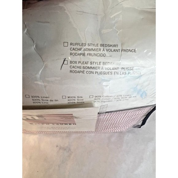 New Ralph Lauren King Bedskirt Fresh Pond Stripe Denim Red White Box Pleat Style - Picture 7 of 9